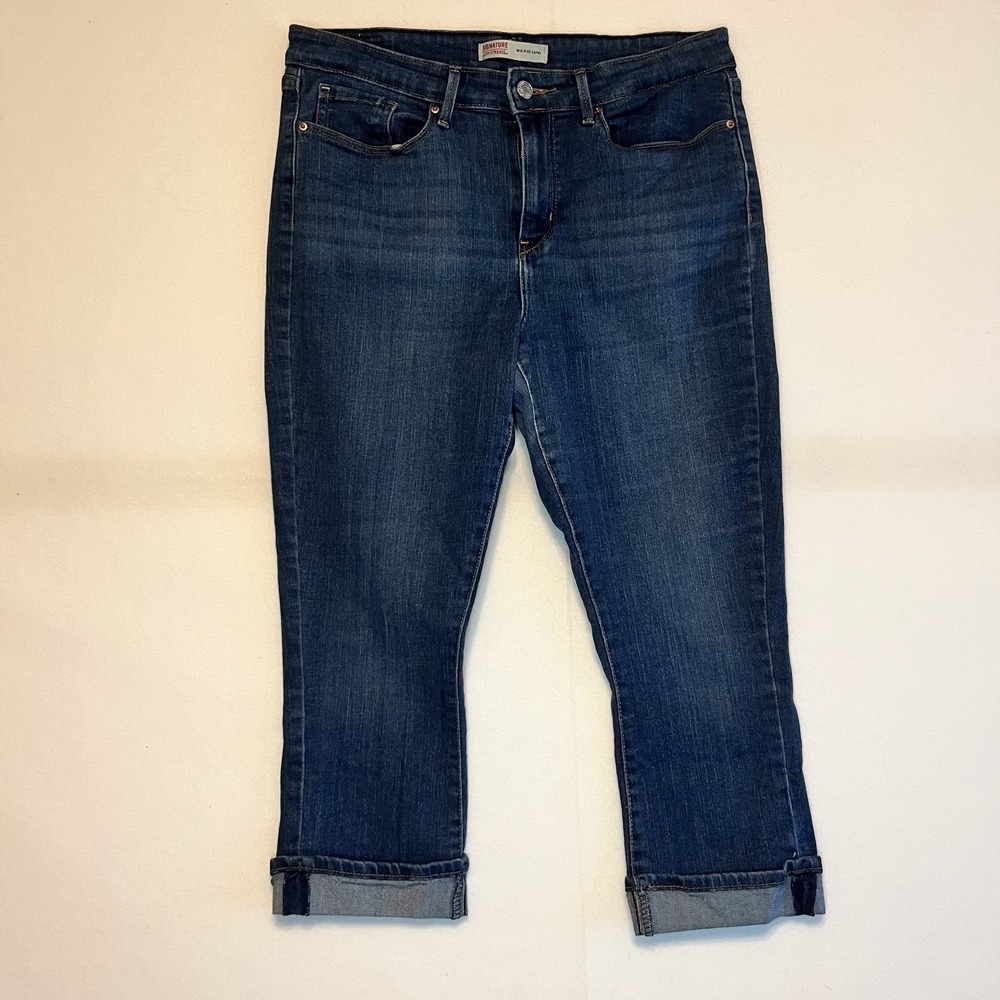 Levi Strauss Capri Denim Jeans Cuffed size 10 Women's Stretch